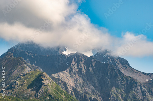 Fototapeta Naklejka Na Ścianę i Meble -  Far view of peak in Saltfjellet–Svartisen National Park - 1