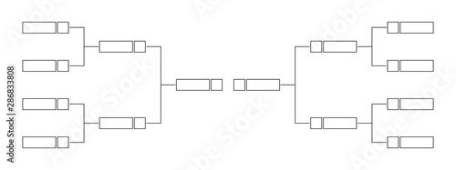 Vector line or outline championship single elimination tournament bracket or tree diagram isolated on white. Fields for 8 players or teams, 4 from each side. It is suitable for all kinds of sports.
