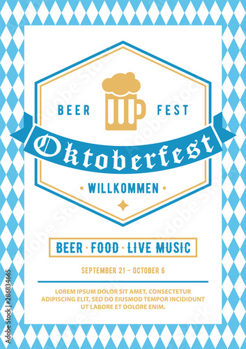 Oktoberfest design template for invitation, poster, flyer, etc. Vector beer festival banner.