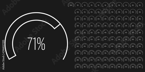 Set of circular sector percentage diagrams meters from 0 to 100 ready-to-use for web design, user interface UI or infographic - indicator with white