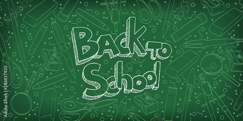 back to school vector poster green background