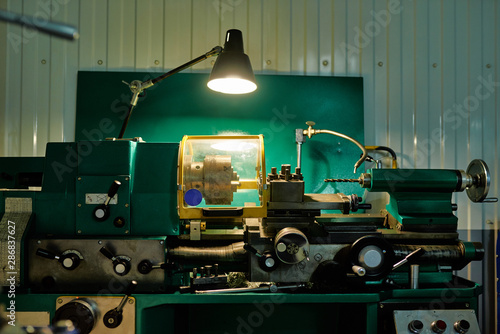 Workplace of a turner in a car service.