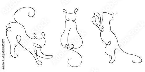 Cats, black lines. Linear design. vector illustration