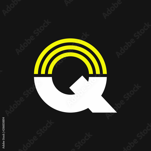 Yellow Lines Geometric Vector Logo Letter Q