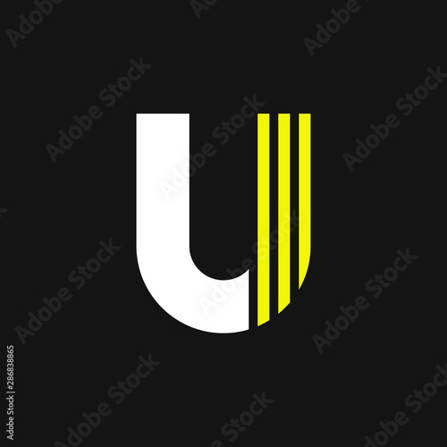 Yellow Lines Geometric Vector Logo Letter U