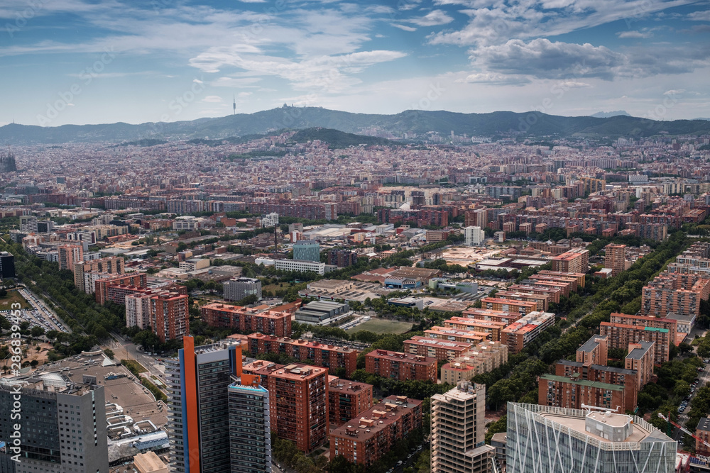 Aerial view of a Barcelona, Spain
