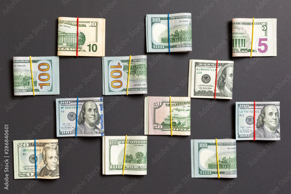 Money Background with american hundred dollar bills on top wiev with copy space for your text in business concept