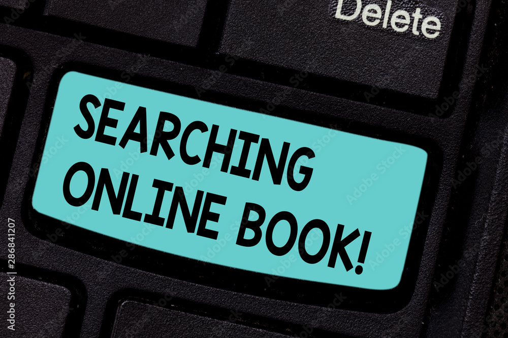 Conceptual hand writing showing Searching Online Book. Business photo showcasing resource in book that is offered to read online Keyboard key Intention to create computer message idea Conceptual hand writing showing Searching Online Book. Business photo showcasing resource in book that is offered to read online Keyboard key Intention to create computer message idea