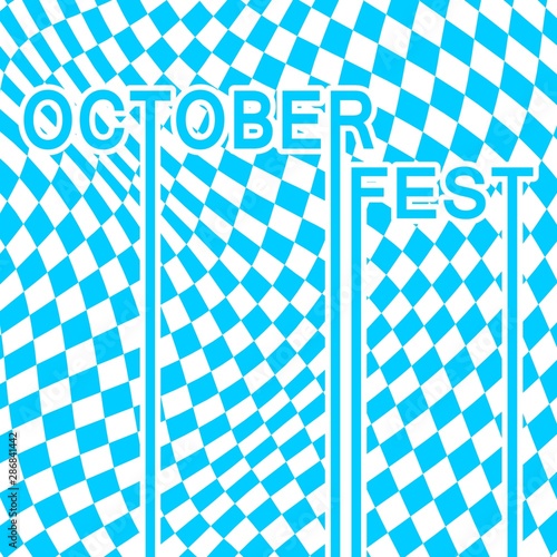 Oktoberfest bavarian traditional blue and rhombus background pattern. October fest text