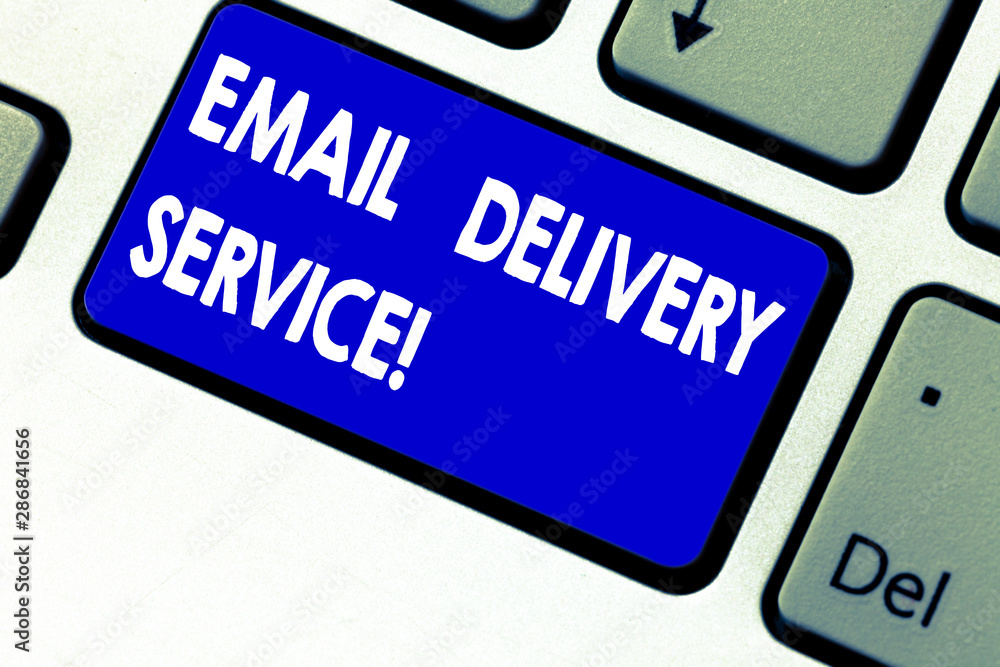 Writing note showing Email Delivery Service. Business photo showcasing email marketing platform or tools in sending messages Keyboard key Intention to create computer message pressing keypad idea Writing note showing Email Delivery Service. Business photo showcasing email marketing platform or tools in sending messages Keyboard key Intention to create computer message pressing keypad idea