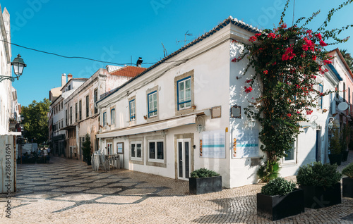 Empty street corner in the historic centre of Cascais, Portugal