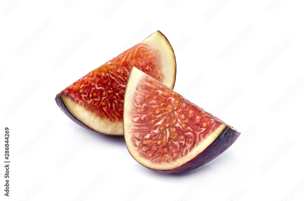 Fig fruits isolated on white background. Fig slices isolated. Fig fruits isolated on white background. Fig slices isolated.