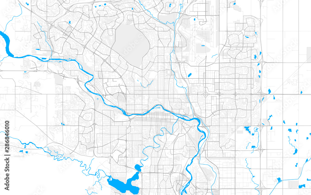 Rich detailed vector map of Calgary, Alberta, Canada
