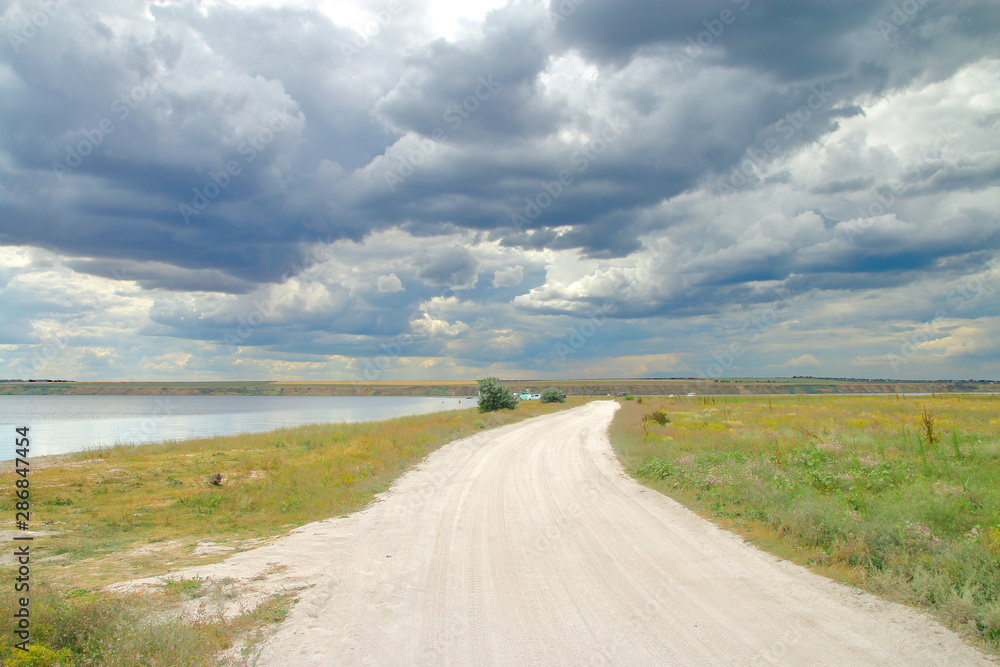 road through the steppe to the camp on the estuary.