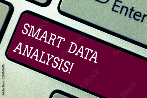 Word writing text Smart Data Analysis. Business concept for collecting and analyzing infos to make better decisions Keyboard key Intention to create computer message pressing keypad idea