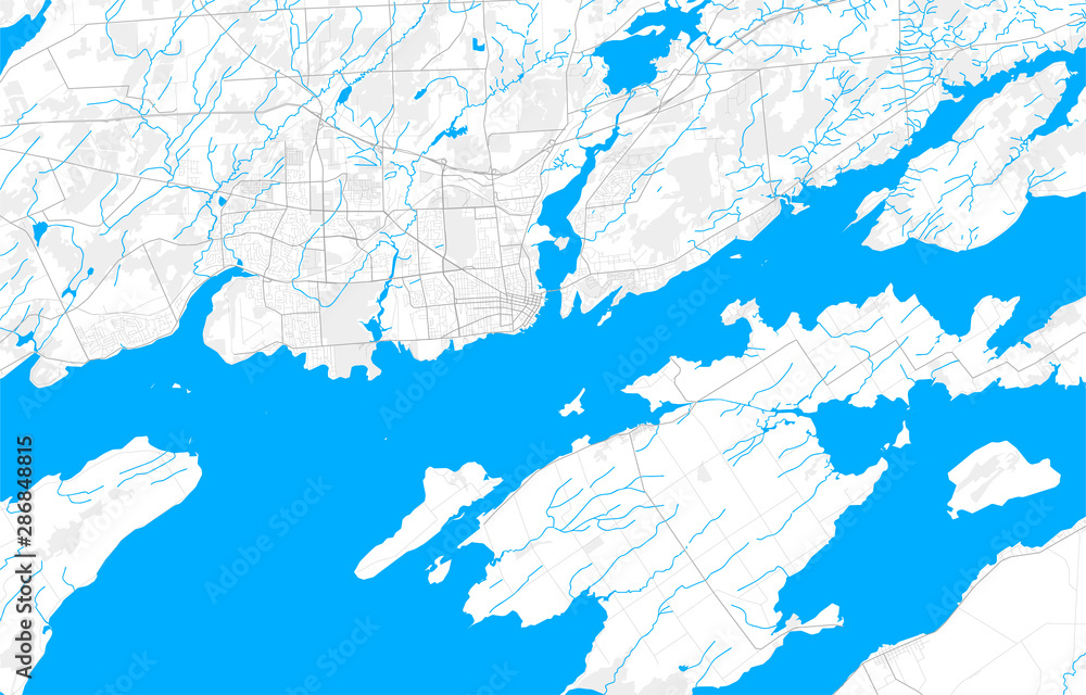 Rich detailed vector map of Kingston, Ontario, Canada