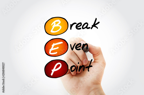 Hand writing BEP - Break-Even Point with marker, business concept