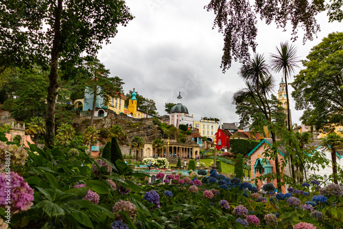 View of Portmeirion Village through trees
