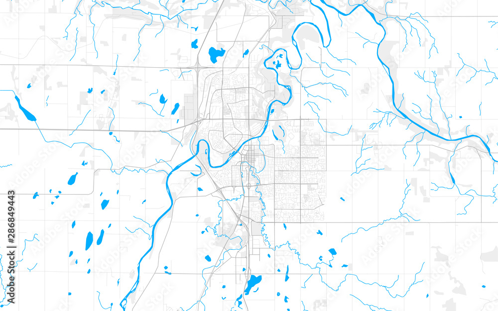 Rich detailed vector map of Red Deer, Alberta, Canada