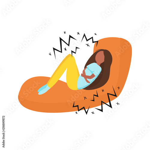 women menstruation pain illustration.