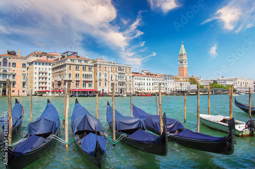 Beautiful view of Campanile Campanile in Piazza San Marco and the Venetian lagoon in Venice, Italy © marinadatsenko