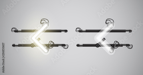 Realistic glowing grey neon charcter on and off