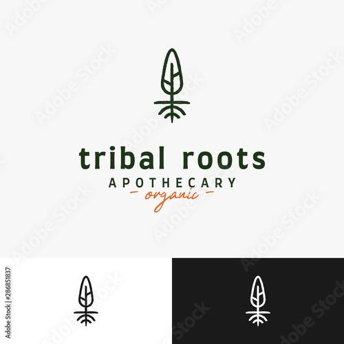 Simple Vintage Tribal Nordic Scandinavian  Tree Root Symbol Apothecary Pharmacy logo design