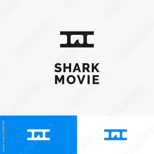 Roll Frame Movie with Shark Fin logo design