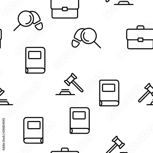 Judgement, Court Process Vector Seamless Pattern Contour Illustration