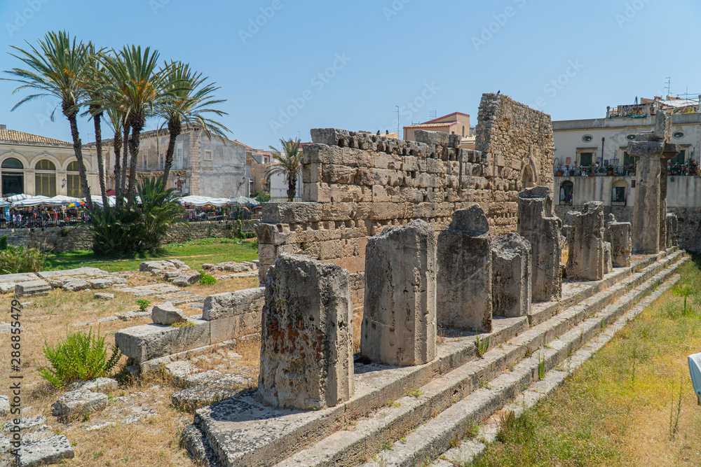 The Temple of Apollo on Ortygia (Ortigia) Island. Sicily, Italy