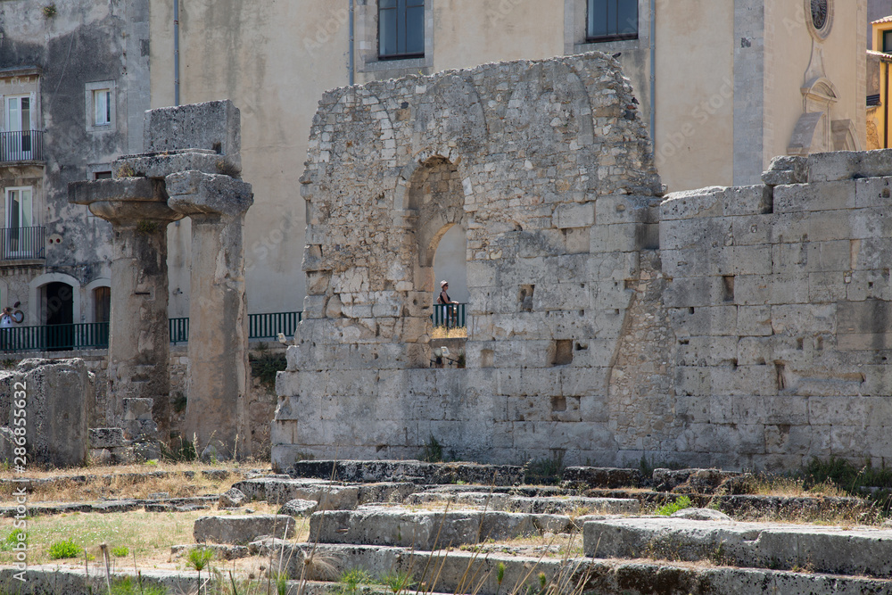 The Temple of Apollo on Ortygia (Ortigia) Island. Sicily, Italy
