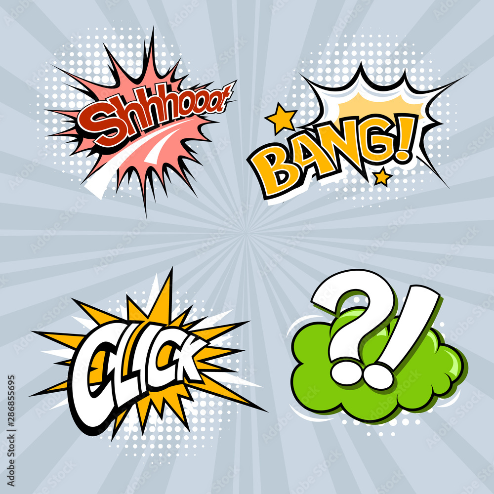 Obraz premium Set of four colored speech bubbles on a gray background