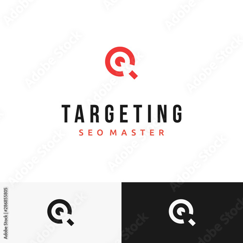 A target logo symbol with cursor inside it in negative space. Very suitable for search engine optimization (SEO) logo business 