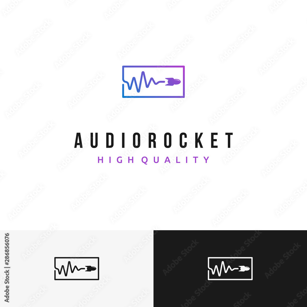 Smart Simple Audio Rocket Sound Wave Vector logo design inspiration Smart Simple Audio Rocket Sound Wave Vector logo design inspiration