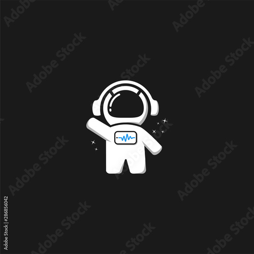 Simple Modern Astronaut Space Sound Wave Vector logo design inspiration
