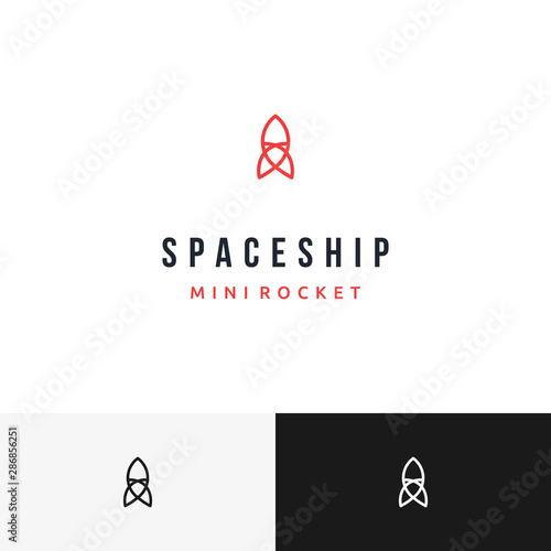Simple Mono Line Rocket Spaceship Astronomy Space logo design inspiration