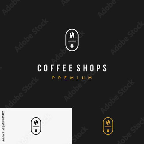 Vintage Modern Premium Coffee Bean Shop Droplet Badge logo design inspiration