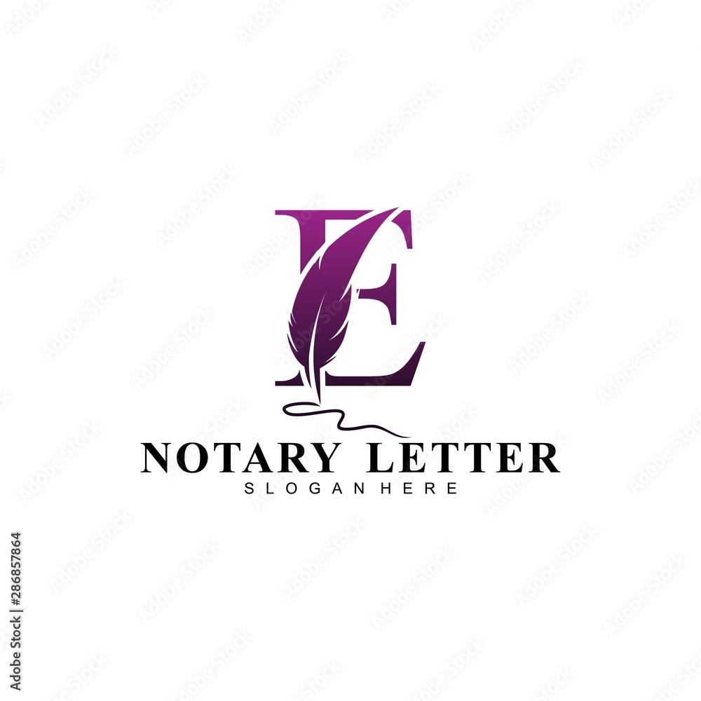Initial letter E logo with Feather Luxury gold. Initial letter E logo with Feather Luxury gold.