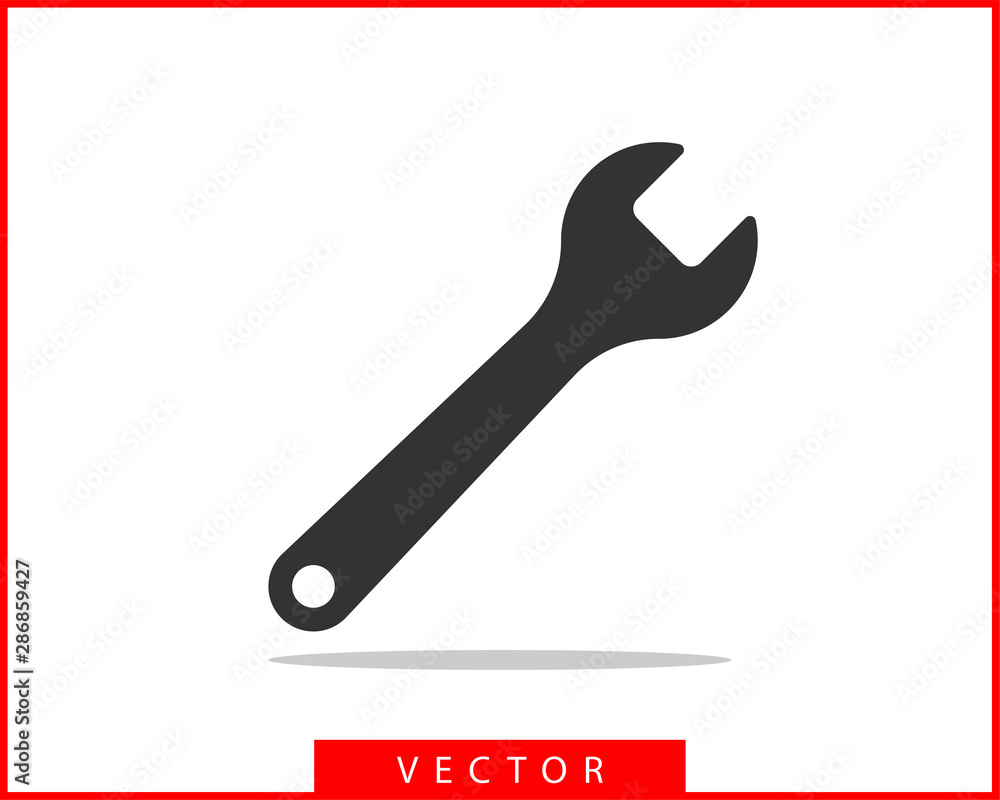Tools vector wrench icon. Spanner logo design element. Key tool isolated on white background. Tools vector wrench icon. Spanner logo design element. Key tool isolated on white background.