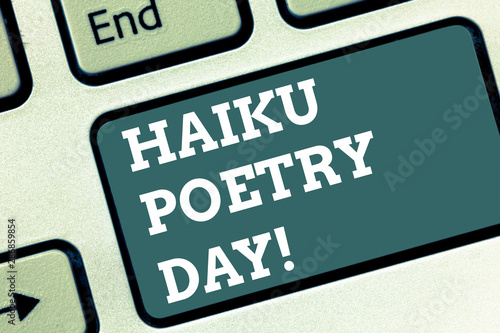 Bild auf Leinwand Writing note showing Haiku Poetry Day
