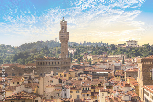 Beautiful view of the Palazzo Vecchio in Signoria square in Florence, Italy © marinadatsenko