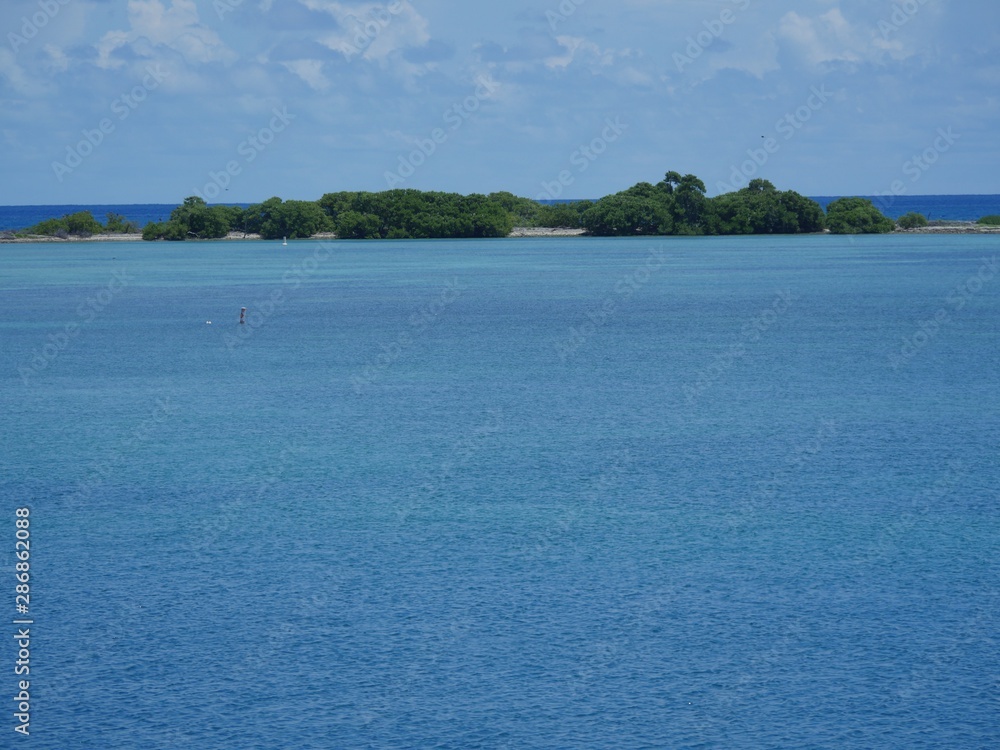 Wide shot of one of the islands at the Florida strait at Dry Tortugas National Park.