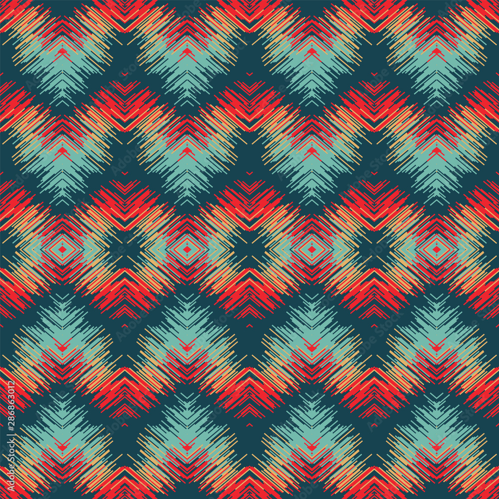 Fotografie Hand drawn christmas tinsel chevron stripe seamless pattern