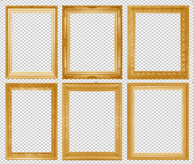 Golden  frame isolated on transparent background