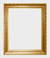 Golden  frame isolated on transparent background