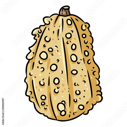 Cute autumn knucklehead pumpkin hand drawn doodle. Halloween harvest fest symbol