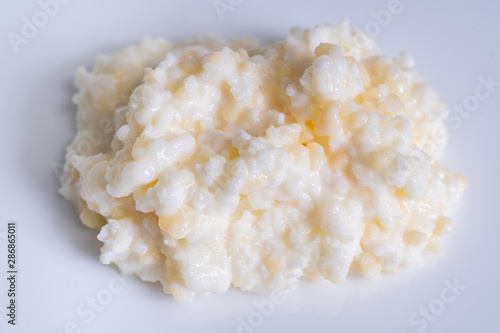 Close-up milk kefir grains on white background