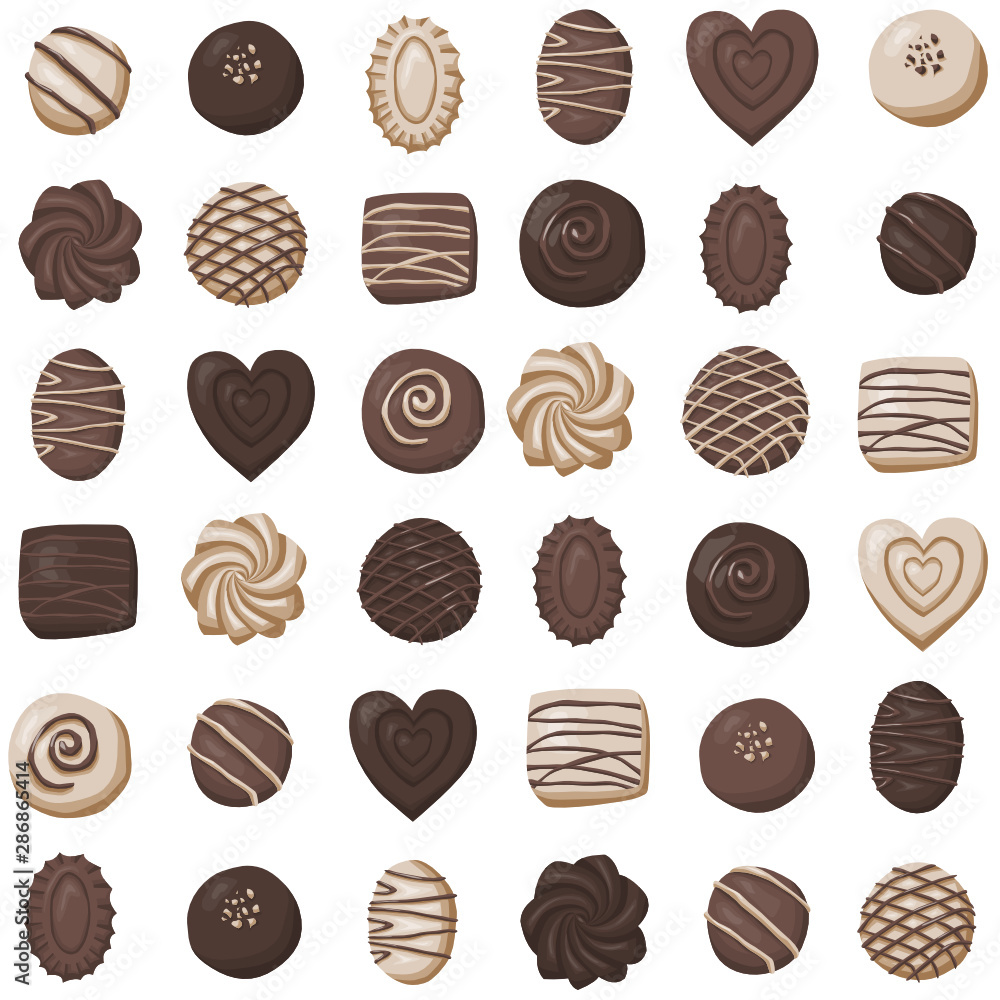 Chocolate candies seamless vector pattern 