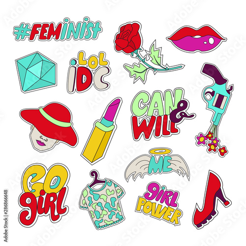 Set of girl power patches