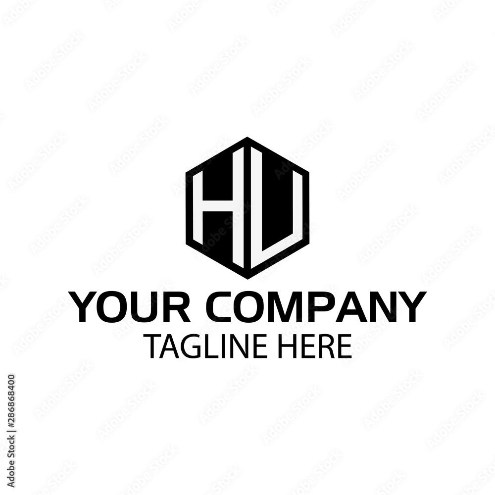 Letter HU stock logo, HU initial., flat design. HU monogram	
